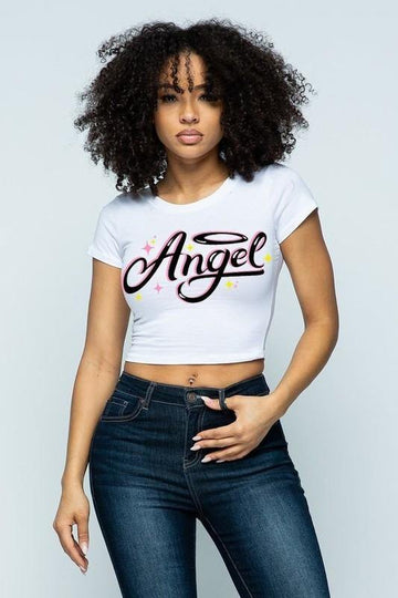 Angel Print Crop Top - Paelyn Boutique